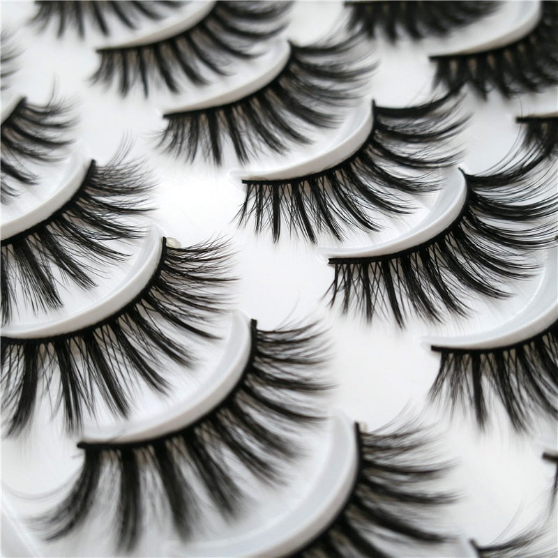 10/20 Pairs of 3D False Eyelashes Naturally Soft and Fluffy Eyelashes Artificial Mink Eyelashes Make up Eyelash  Eyelash Brush