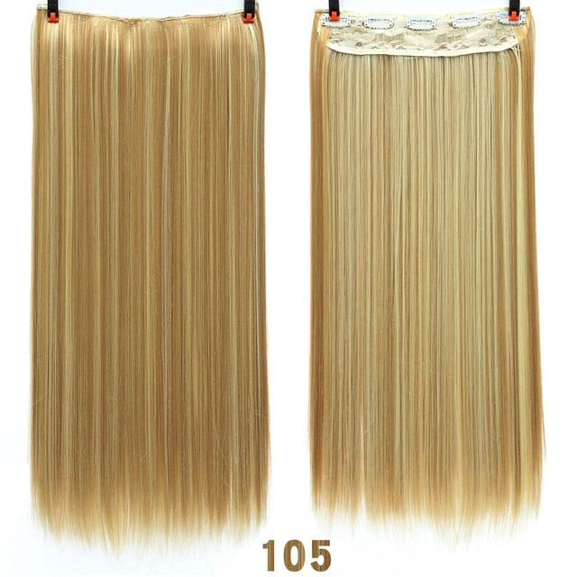 DIFEI Synthetic 24 Inch 5 Clip Long curly Women Clip in Hair Extensions Black Brown High Tempreture Hair Piece