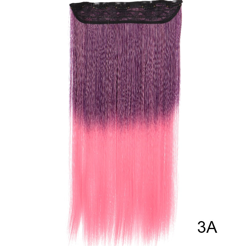DIFEI Synthetic 24 Inch 5 Clip Long curly Women Clip in Hair Extensions Black Brown High Tempreture Hair Piece