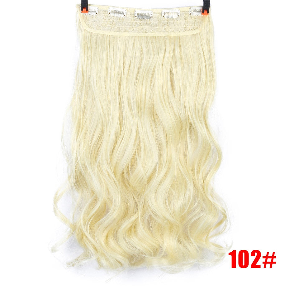 DIFEI Synthetic 24 Inch 5 Clip Long curly Women Clip in Hair Extensions Black Brown High Tempreture Hair Piece