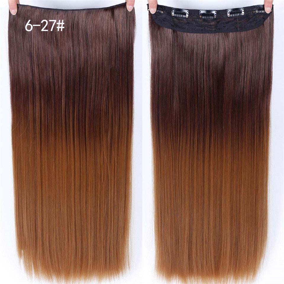 DIFEI Synthetic 24 Inch 5 Clip Long curly Women Clip in Hair Extensions Black Brown High Tempreture Hair Piece