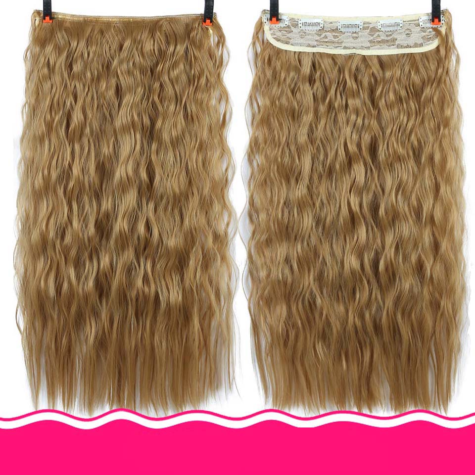DIFEI Synthetic 24 Inch 5 Clip Long curly Women Clip in Hair Extensions Black Brown High Tempreture Hair Piece