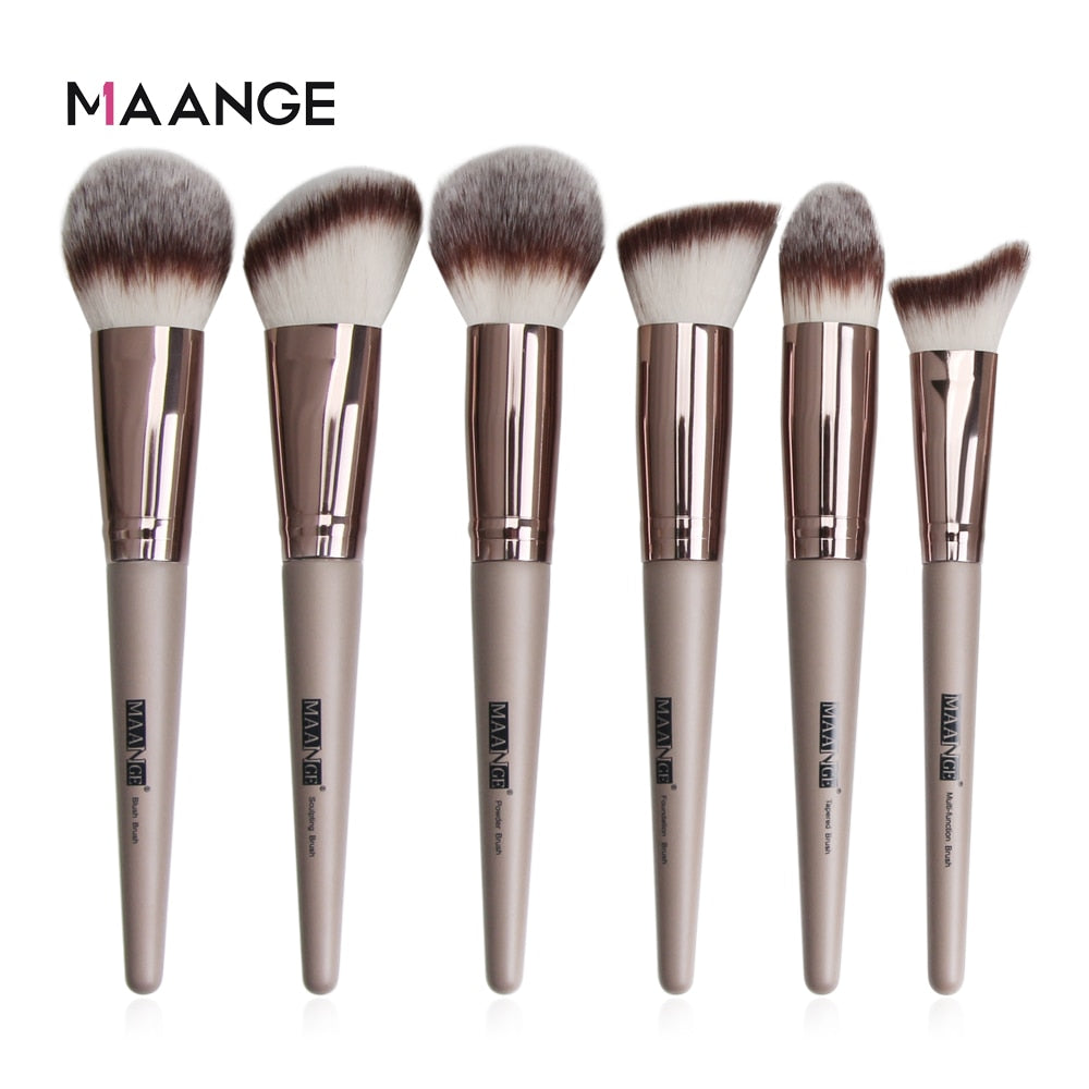 MAANGE Pro 12/18/20 PCS Makeup Brushes Set with Bag +1Pcs Sponge Beauty Powder Foundation Eyeshadow Make Up Brush Synthetic Wool