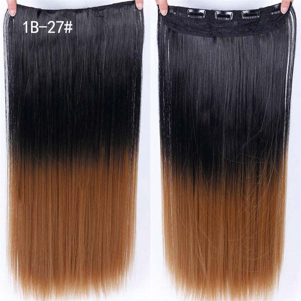 DIFEI Synthetic 24 Inch 5 Clip Long curly Women Clip in Hair Extensions Black Brown High Tempreture Hair Piece