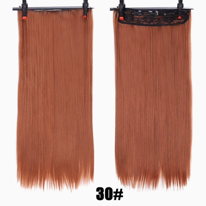 DIFEI Synthetic 24 Inch 5 Clip Long curly Women Clip in Hair Extensions Black Brown High Tempreture Hair Piece