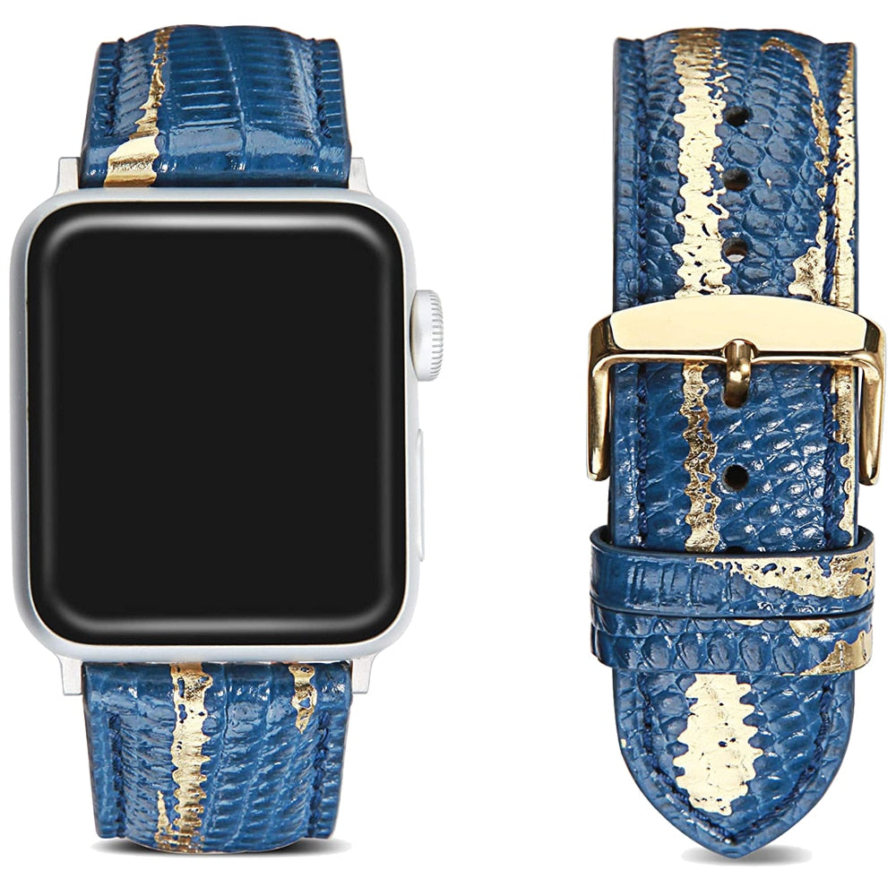 Genuine Leather Band for Apple Watch SE 6 5 40mm 44mm Bronzing Bracelet for IWatch Series 4 3 38mm 42mm Strap Watchband Ckhb-zp5
