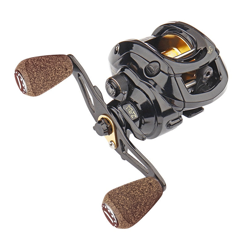 JITAI Baitcasting Fishing Reel Double Brake System 10Kg Carbon Fibe Drag 7.0:1 High Speed Light Fishing Reel Fishing Wheel