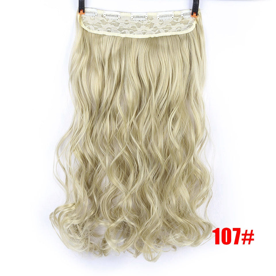 DIFEI Synthetic 24 Inch 5 Clip Long curly Women Clip in Hair Extensions Black Brown High Tempreture Hair Piece