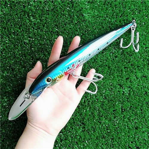 NOEBY 1PCS Big Minnow Fishing Lure 76g/22.5cm 4colors depth 6-8m Metal tongue Floating Lure Hard Bait