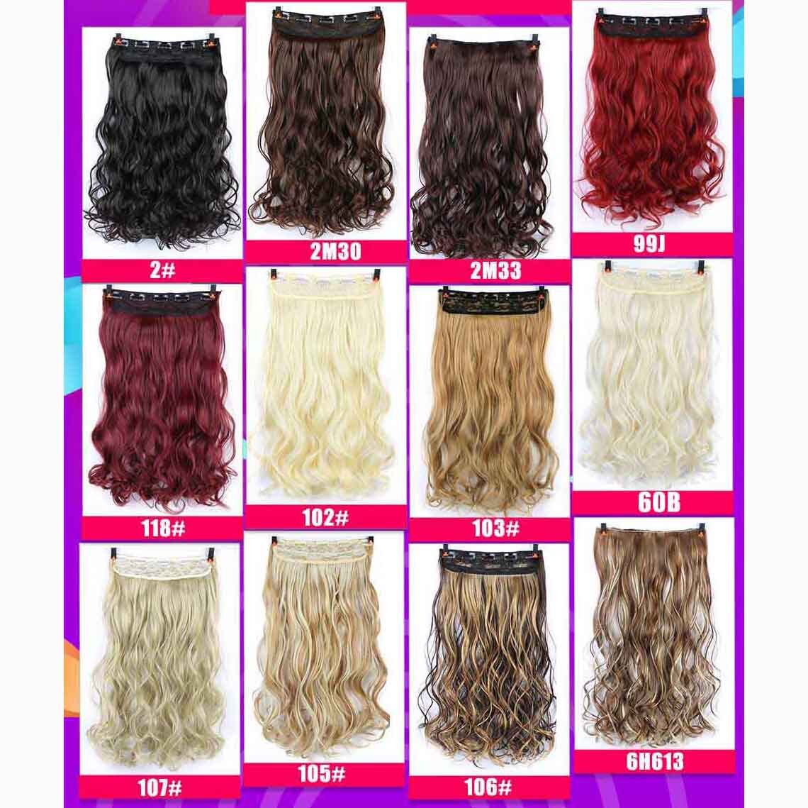 DIFEI Synthetic 24 Inch 5 Clip Long curly Women Clip in Hair Extensions Black Brown High Tempreture Hair Piece