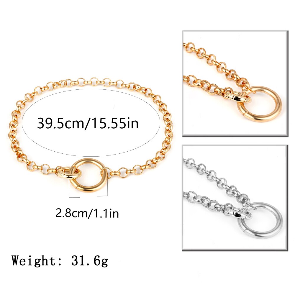 Ingemark Punk Miami Cuban Choker Necklace Hip Hop Jewelry 2021 Trendy Iron Thick Chain Circle Necklace Women Neck Accessories
