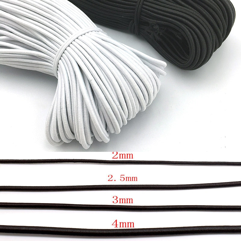 1/2/3/4/5Mm Hoge Kwaliteit Ronde Elastische Band Koord Elastische Rubber Wit zwarte Stretch Rubber Voor Naaien Kledingstuk Diy Accessoires