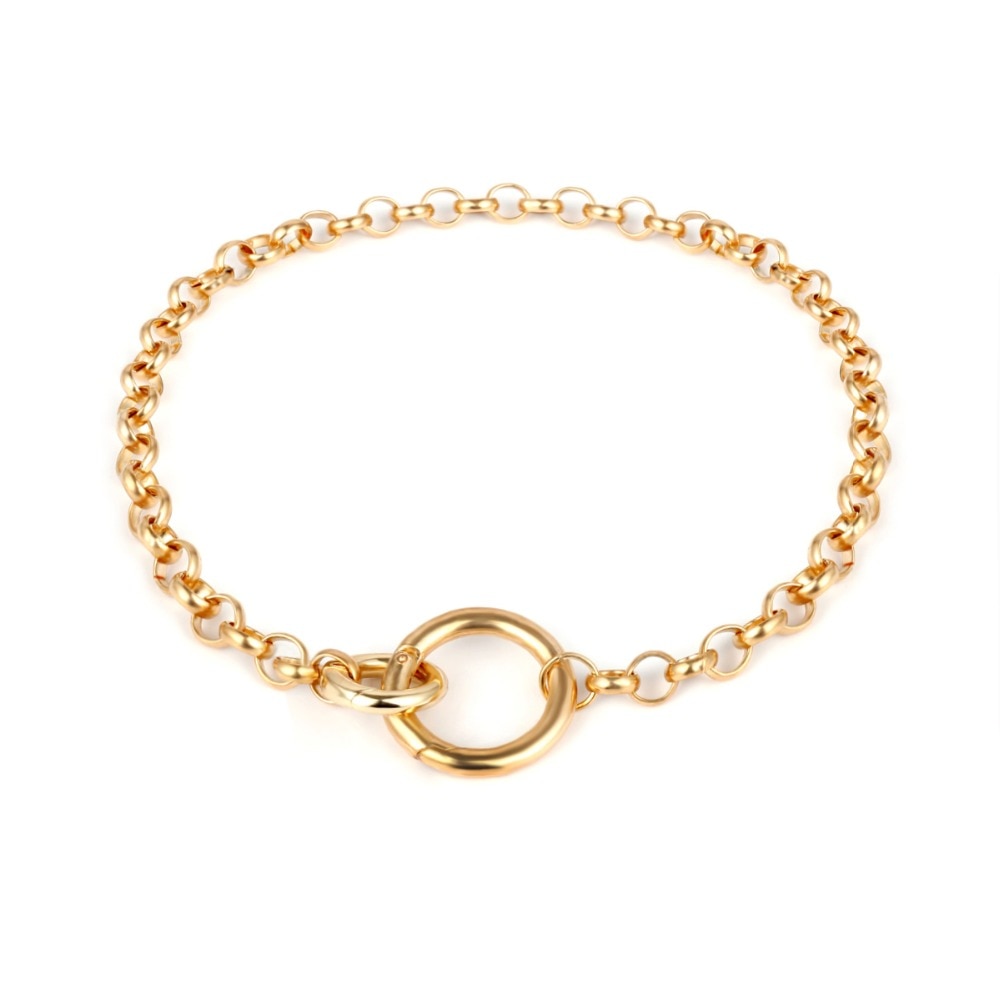 Ingemark Punk Miami Cuban Choker Necklace Hip Hop Jewelry 2021 Trendy Iron Thick Chain Circle Necklace Women Neck Accessories