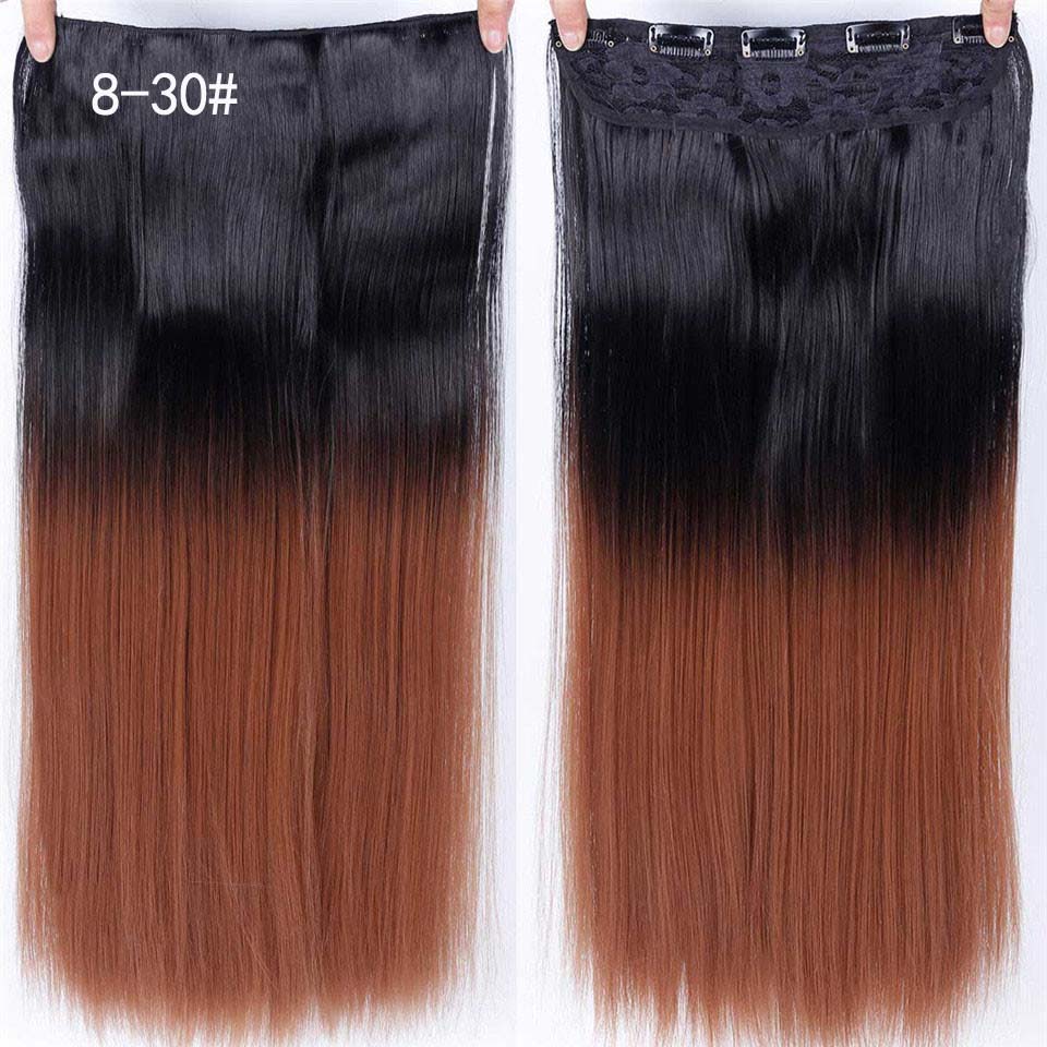 DIFEI Synthetic 24 Inch 5 Clip Long curly Women Clip in Hair Extensions Black Brown High Tempreture Hair Piece
