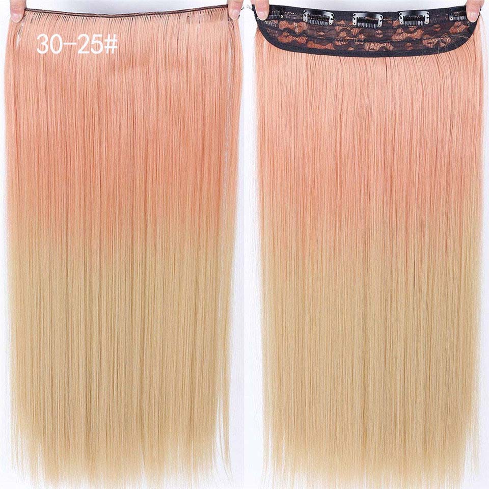 DIFEI Synthetic 24 Inch 5 Clip Long curly Women Clip in Hair Extensions Black Brown High Tempreture Hair Piece