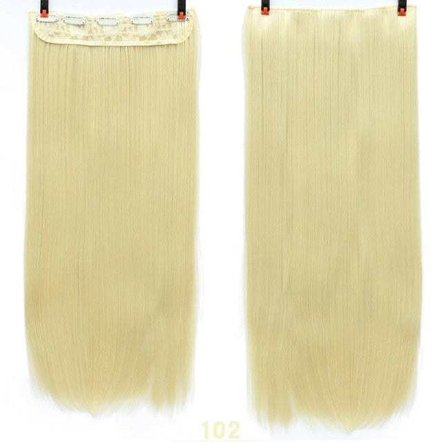 DIFEI Synthetic 24 Inch 5 Clip Long curly Women Clip in Hair Extensions Black Brown High Tempreture Hair Piece