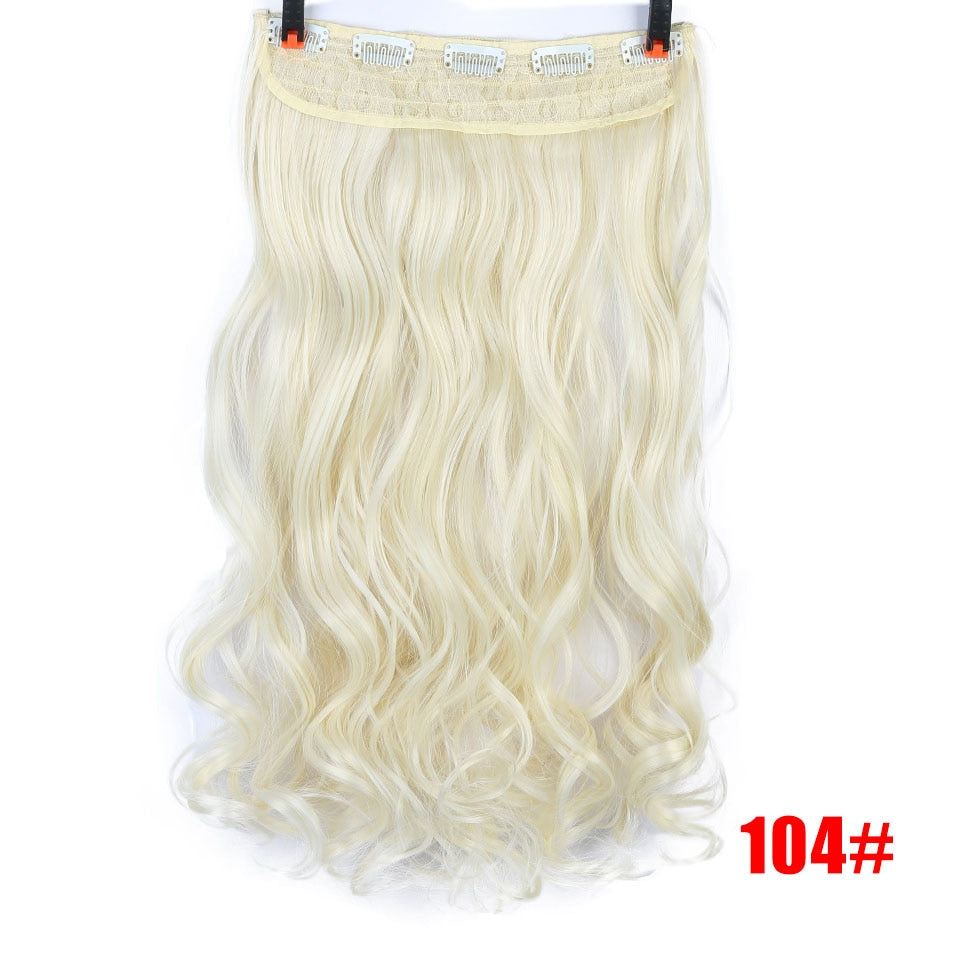 DIFEI Synthetic 24 Inch 5 Clip Long curly Women Clip in Hair Extensions Black Brown High Tempreture Hair Piece