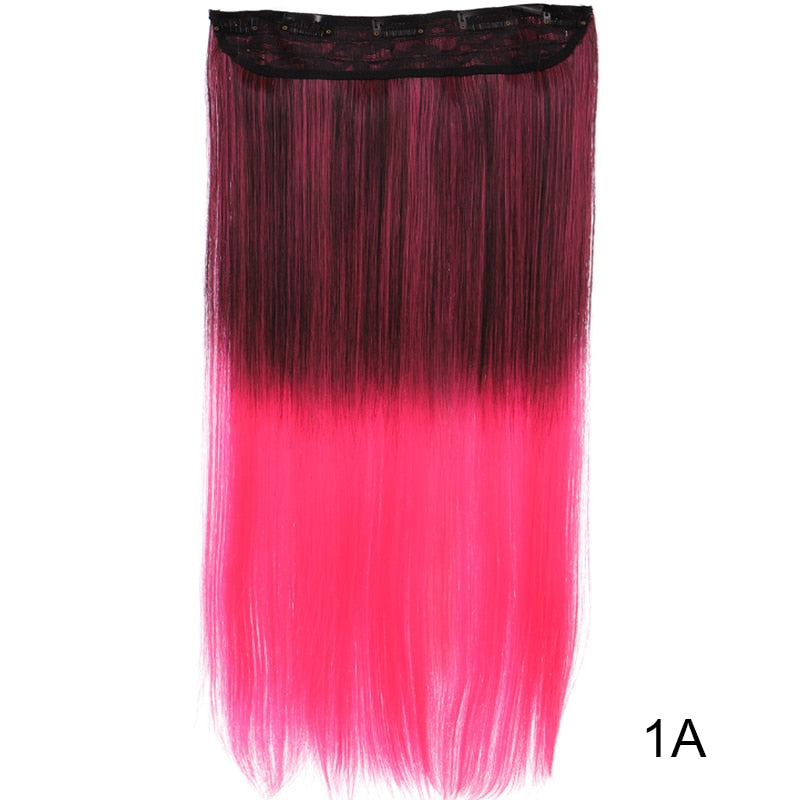 DIFEI Synthetic 24 Inch 5 Clip Long curly Women Clip in Hair Extensions Black Brown High Tempreture Hair Piece