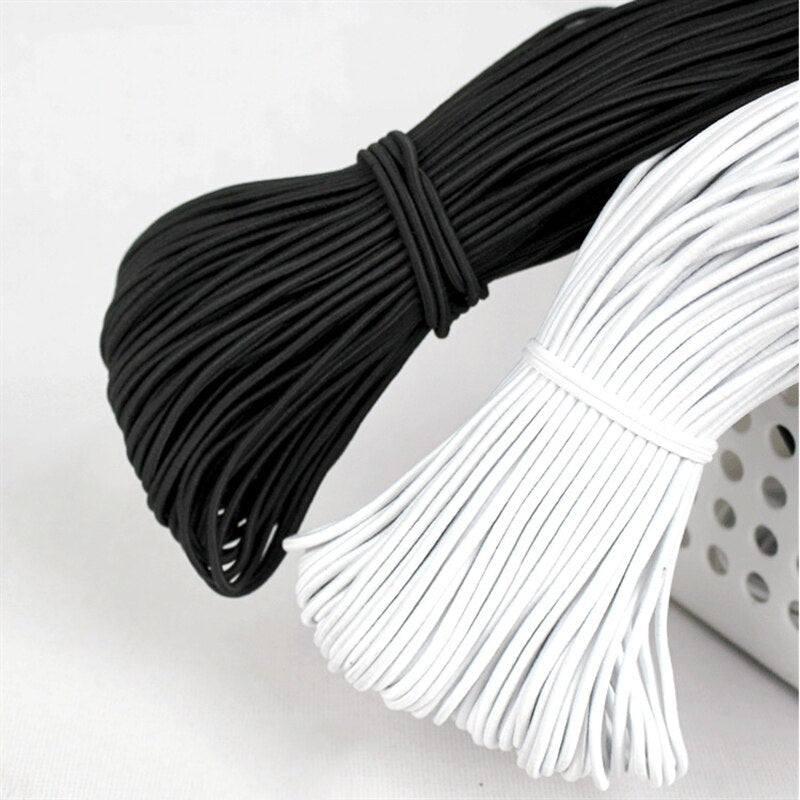 1/2/3/4/5Mm Hoge Kwaliteit Ronde Elastische Band Koord Elastische Rubber Wit zwarte Stretch Rubber Voor Naaien Kledingstuk Diy Accessoires