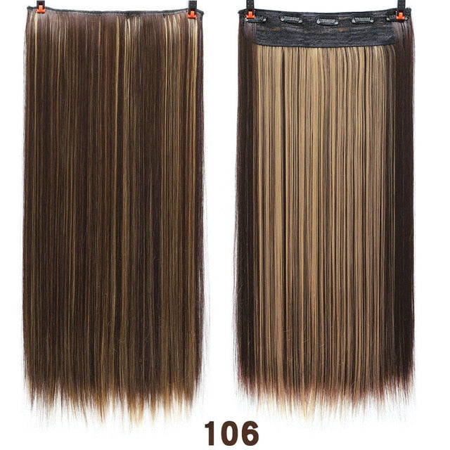 DIFEI Synthetic 24 Inch 5 Clip Long curly Women Clip in Hair Extensions Black Brown High Tempreture Hair Piece
