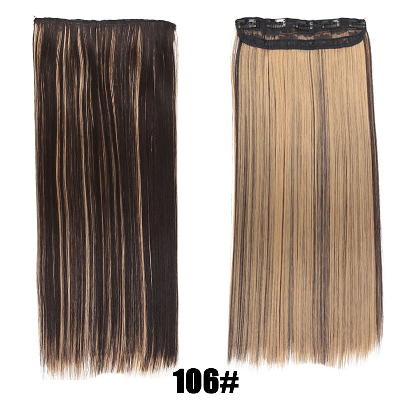 DIFEI Synthetic 24 Inch 5 Clip Long curly Women Clip in Hair Extensions Black Brown High Tempreture Hair Piece
