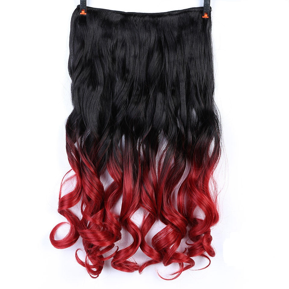 DIFEI Synthetic 24 Inch 5 Clip Long curly Women Clip in Hair Extensions Black Brown High Tempreture Hair Piece