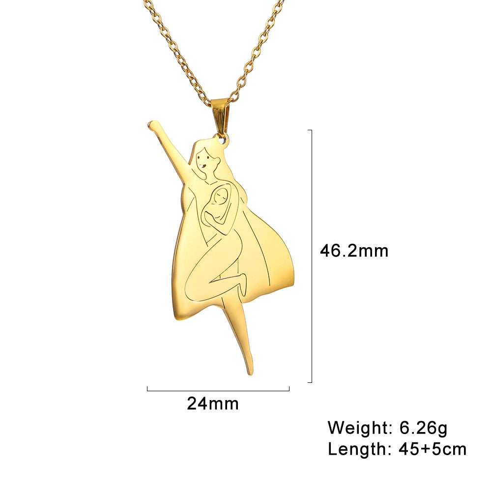Fishhook Mom Necklace Dad Chain Family Father Mother Day Baby Child Kid Gift For Women Man Stainless Steel Pendant Jewelry