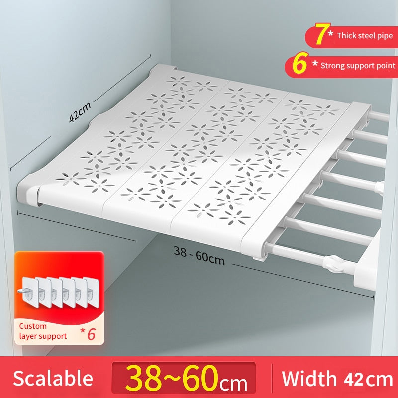 Joybos Cloths Shelves Closet Wardrobe Organizers Storage Shelves Racks Telescopic Shelves Wall Mounted Racks