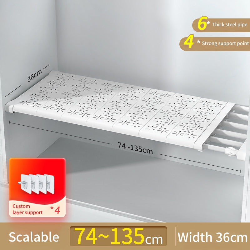 Joybos Cloths Shelves Closet Wardrobe Organizers Storage Shelves Racks Telescopic Shelves Wall Mounted Racks