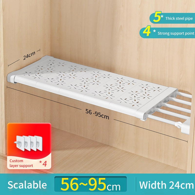 Joybos Cloths Shelves Closet Wardrobe Organizers Storage Shelves Racks Telescopic Shelves Wall Mounted Racks