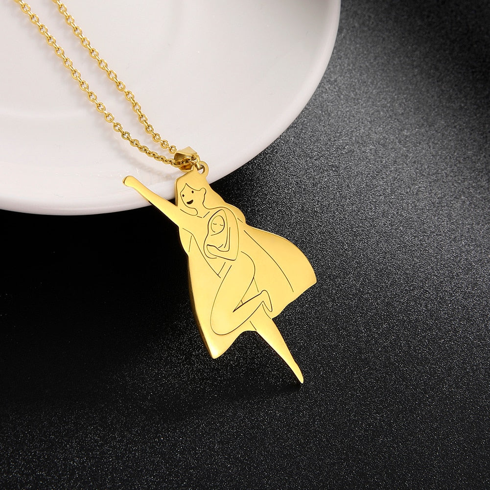 Fishhook Mom Necklace Dad Chain Family Father Mother Day Baby Child Kid Gift For Women Man Stainless Steel Pendant Jewelry