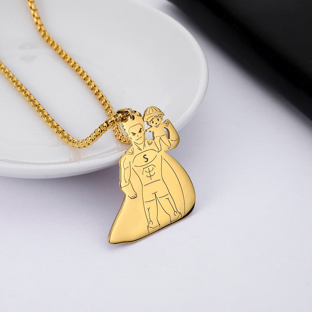 Fishhook Mom Necklace Dad Chain Family Father Mother Day Baby Child Kid Gift For Women Man Stainless Steel Pendant Jewelry