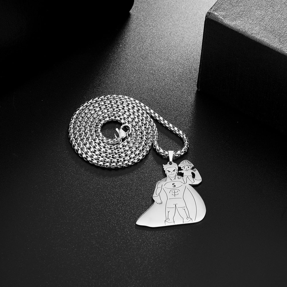 Fishhook Mom Necklace Dad Chain Family Father Mother Day Baby Child Kid Gift For Women Man Stainless Steel Pendant Jewelry