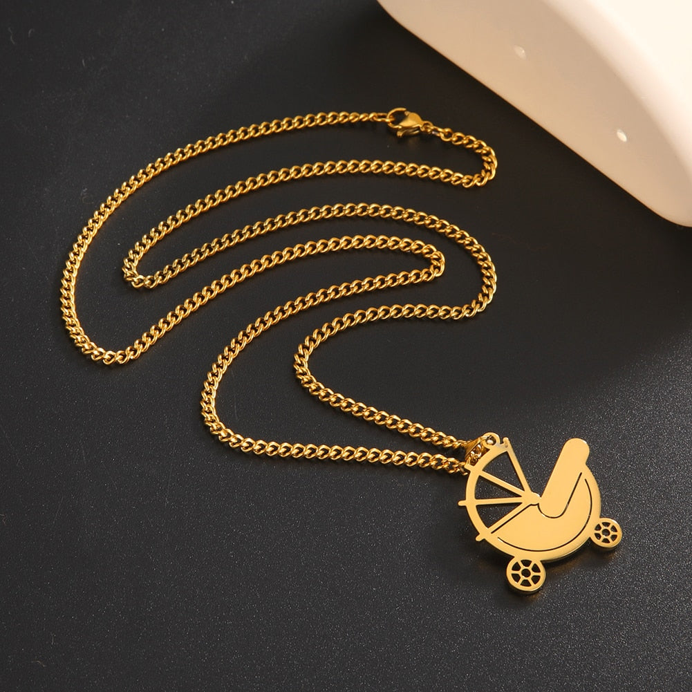 Fishhook Mom Necklace Dad Chain Family Father Mother Day Baby Child Kid Gift For Women Man Stainless Steel Pendant Jewelry