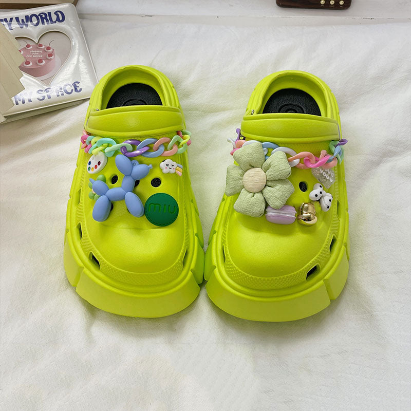 Mo Dou Fashion Charms Clog Shoes Outdoor Women Slippers Thick Sole High Quality Summer Sandals For Girls