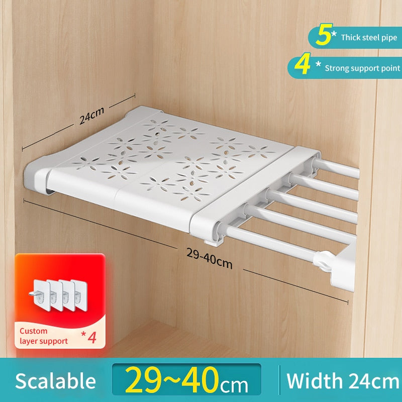 Joybos Cloths Shelves Closet Wardrobe Organizers Storage Shelves Racks Telescopic Shelves Wall Mounted Racks