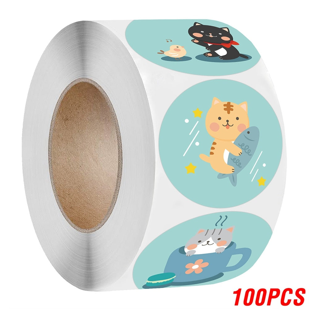 100-500pcs 1inch Cartoon Animal Children Sticker Label Thank You Cute Toy Game Sticker DIY Gift Sealing Label Decoration Supp