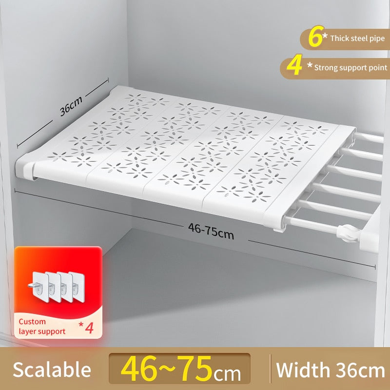 Joybos Cloths Shelves Closet Wardrobe Organizers Storage Shelves Racks Telescopic Shelves Wall Mounted Racks