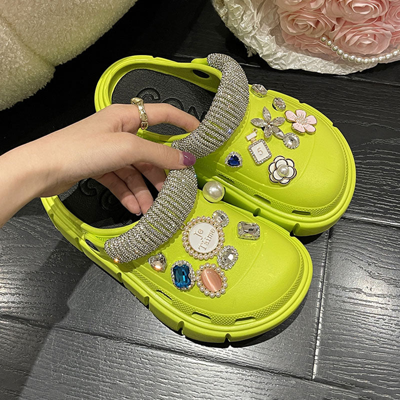 Mo Dou Fashion Charms Clog Shoes Outdoor Women Slippers Thick Sole High Quality Summer Sandals For Girls