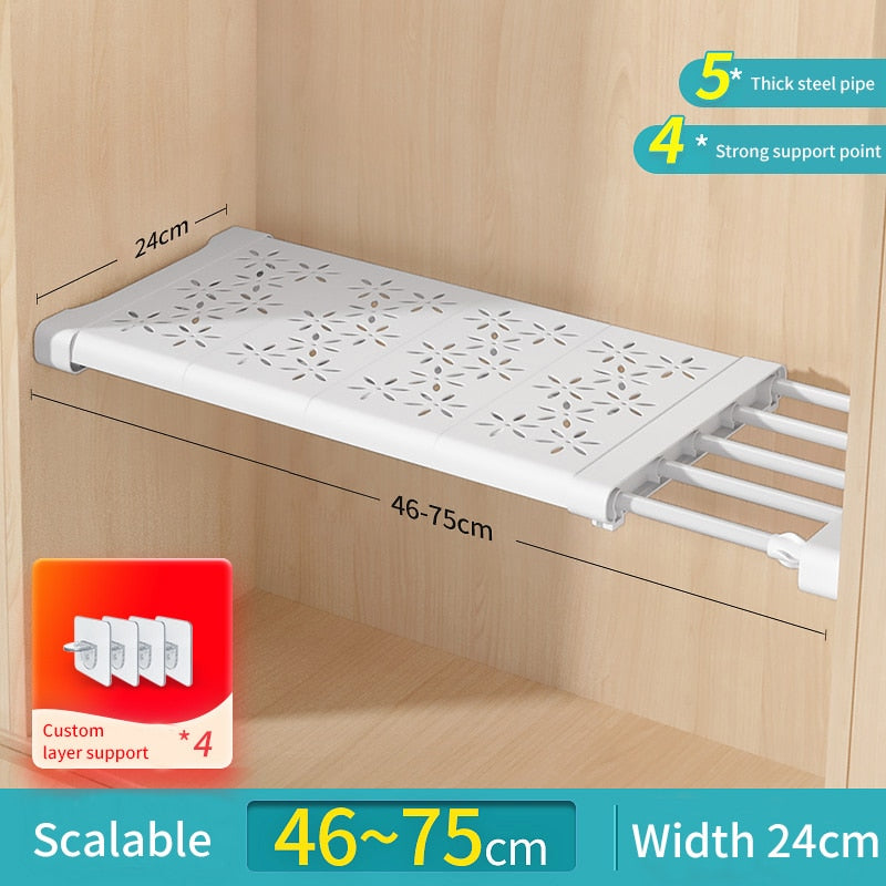 Joybos Cloths Shelves Closet Wardrobe Organizers Storage Shelves Racks Telescopic Shelves Wall Mounted Racks