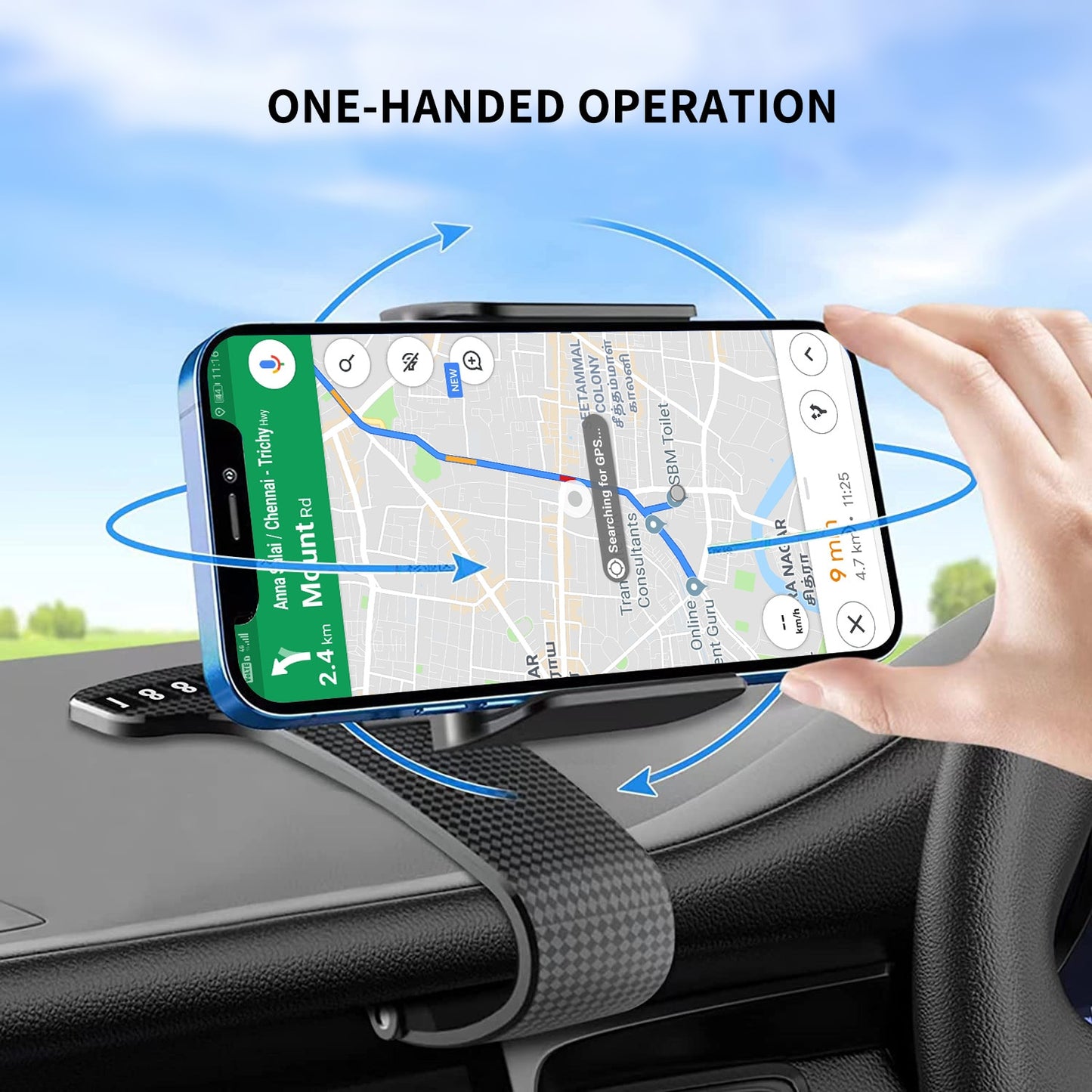 Phone Holder HUD Car Dashboard Phone stand 360° Rotation Adjustable GPS Car Clips holder for iphone 11 Mobile Phone car stand