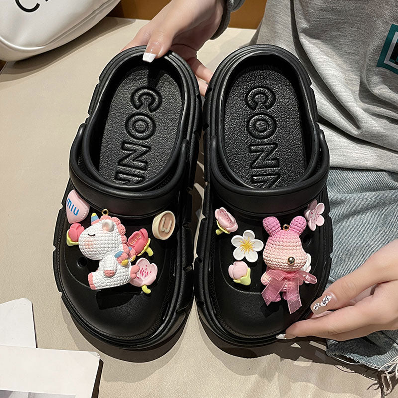 Mo Dou Fashion Charms Clog Shoes Outdoor Women Slippers Thick Sole High Quality Summer Sandals For Girls