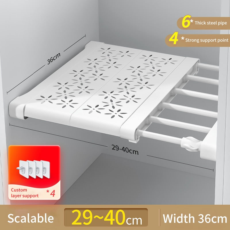 Joybos Cloths Shelves Closet Wardrobe Organizers Storage Shelves Racks Telescopic Shelves Wall Mounted Racks