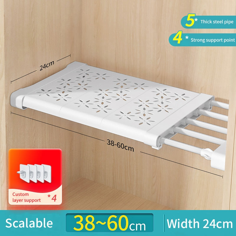 Joybos Cloths Shelves Closet Wardrobe Organizers Storage Shelves Racks Telescopic Shelves Wall Mounted Racks