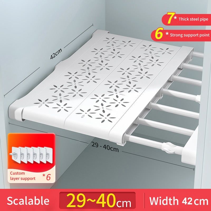 Joybos Cloths Shelves Closet Wardrobe Organizers Storage Shelves Racks Telescopic Shelves Wall Mounted Racks