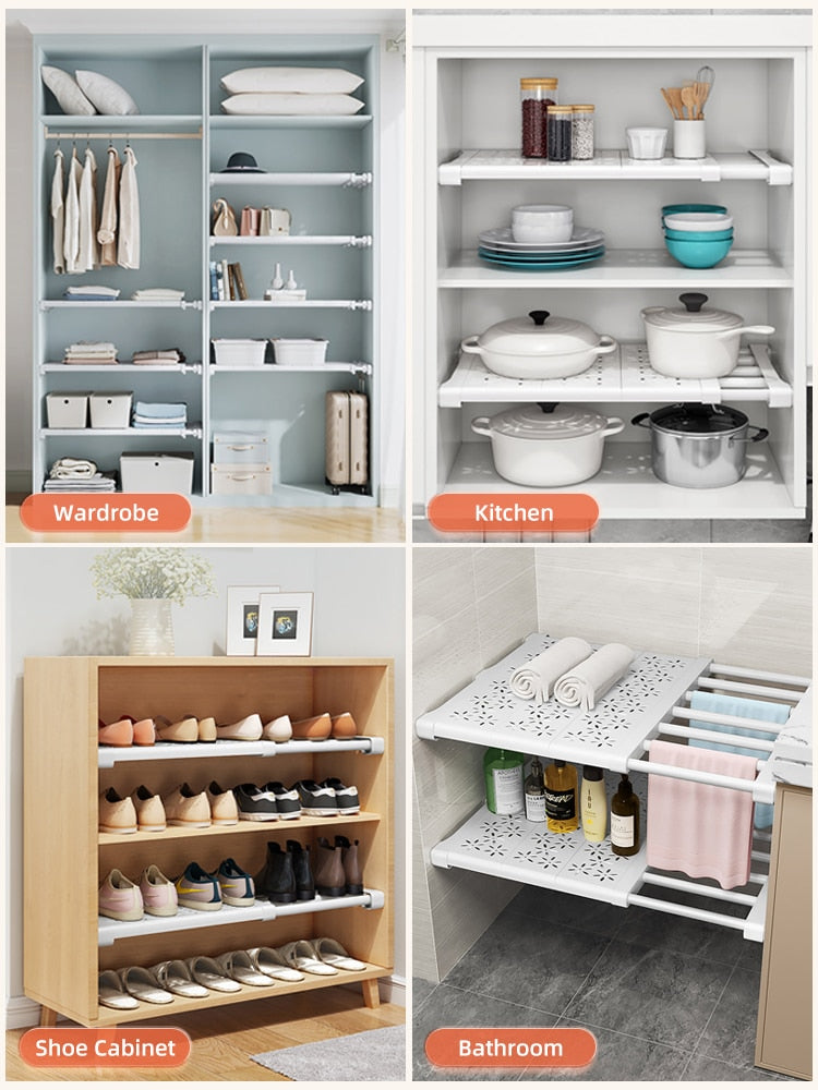 Joybos Cloths Shelves Closet Wardrobe Organizers Storage Shelves Racks Telescopic Shelves Wall Mounted Racks