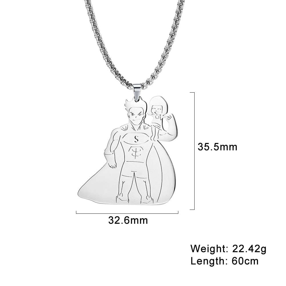 Fishhook Mom Necklace Dad Chain Family Father Mother Day Baby Child Kid Gift For Women Man Stainless Steel Pendant Jewelry