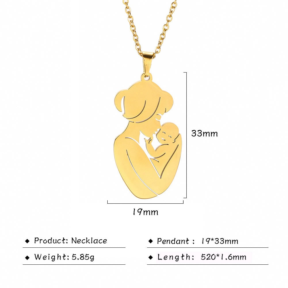 Fishhook Mom Necklace Dad Chain Family Father Mother Day Baby Child Kid Gift For Women Man Stainless Steel Pendant Jewelry