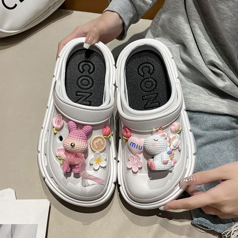 Mo Dou Fashion Charms Clog Shoes Outdoor Women Slippers Thick Sole High Quality Summer Sandals For Girls