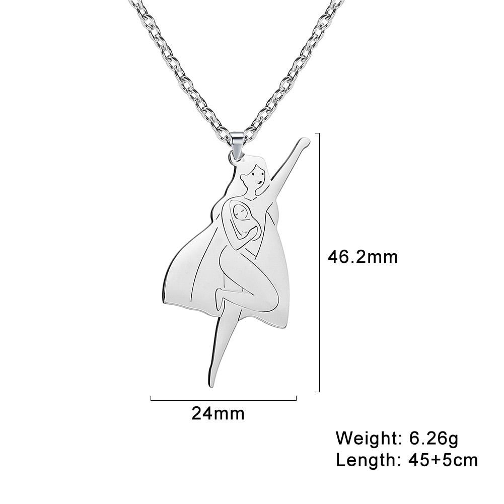 Fishhook Mom Necklace Dad Chain Family Father Mother Day Baby Child Kid Gift For Women Man Stainless Steel Pendant Jewelry